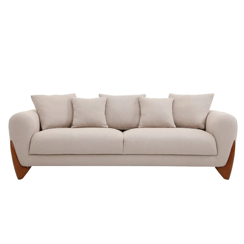 Italian Simple Stylish Living Room Luxury Sofa with Shaped Wood Leg High-end Furniture Sofa Set Shaped Design Whole Sales Sofa