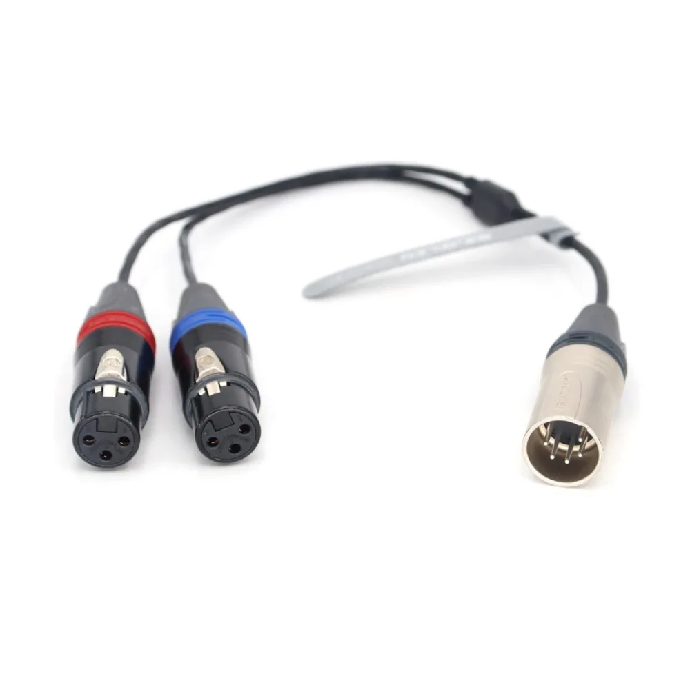 

New XLR 5 Pin Male to 2 XLR 3 Pin Female Camera Dual Track Audio Signal Cable for ARRI ALEXA XT