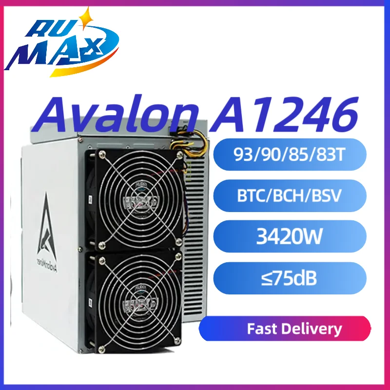 ASIC BTC Miner Avalon A1246 90T/87T/85T/83Th/s Optional Bitcoin Miner SHA-256 BTC Mining Machine Better Than Avalon 1166pro 1126