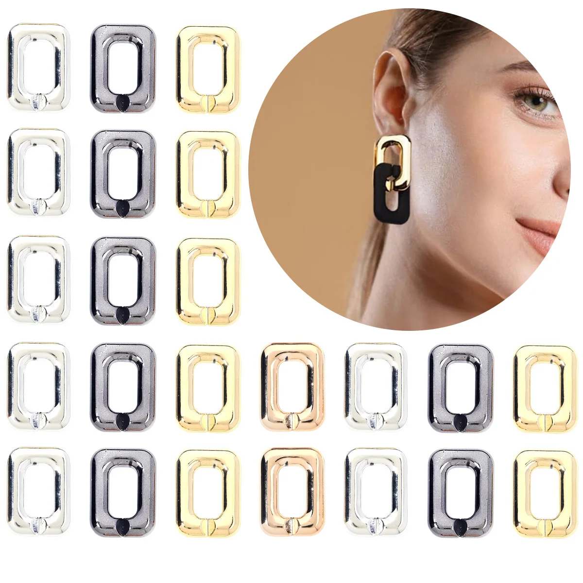 10pcs/Lot Acrylic Chain Buckle Plated Square Link Chain Connector For Jewelry Making Bag Chain Keychain Phone Chain Accessory
