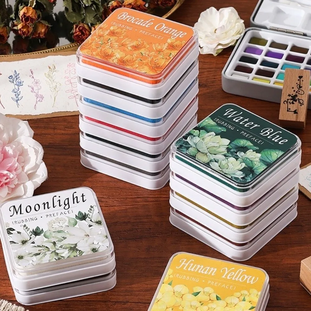 New Square Student Ink Pad Multiple Colors Neutral Ink Self Ink Stamp Quickly Drying Eco-cotton Stationery Inkpad Holiday Gifts