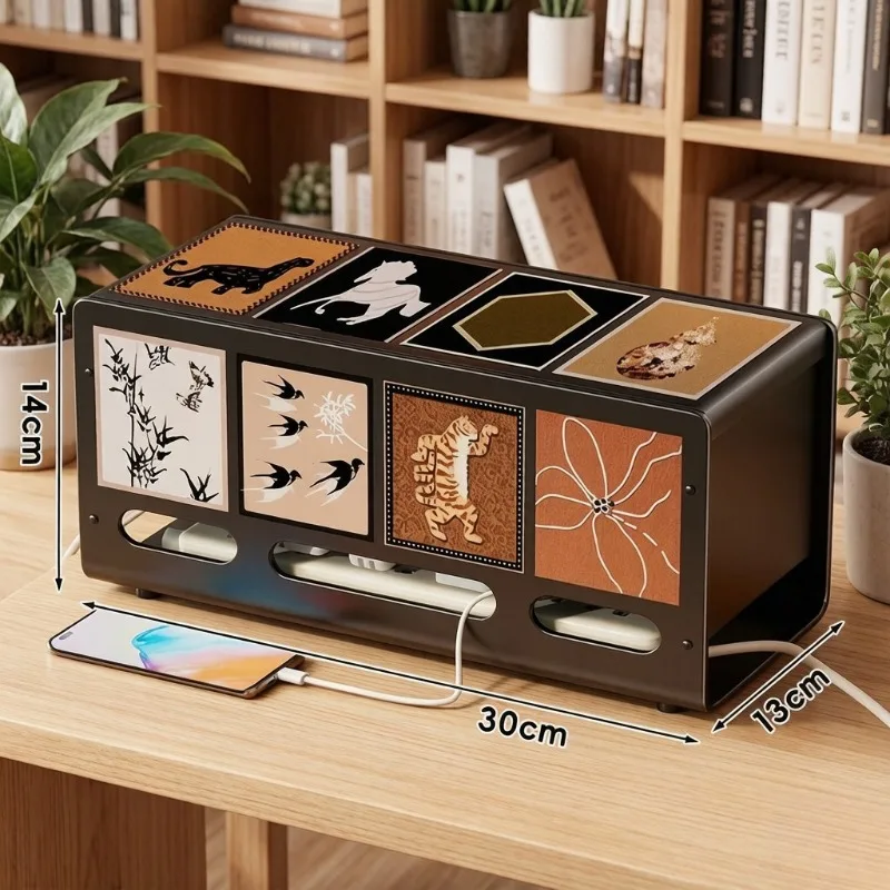 Desktop Wire Management Box Dustproof Power Strip Cover Cable Storage Organizer Case
