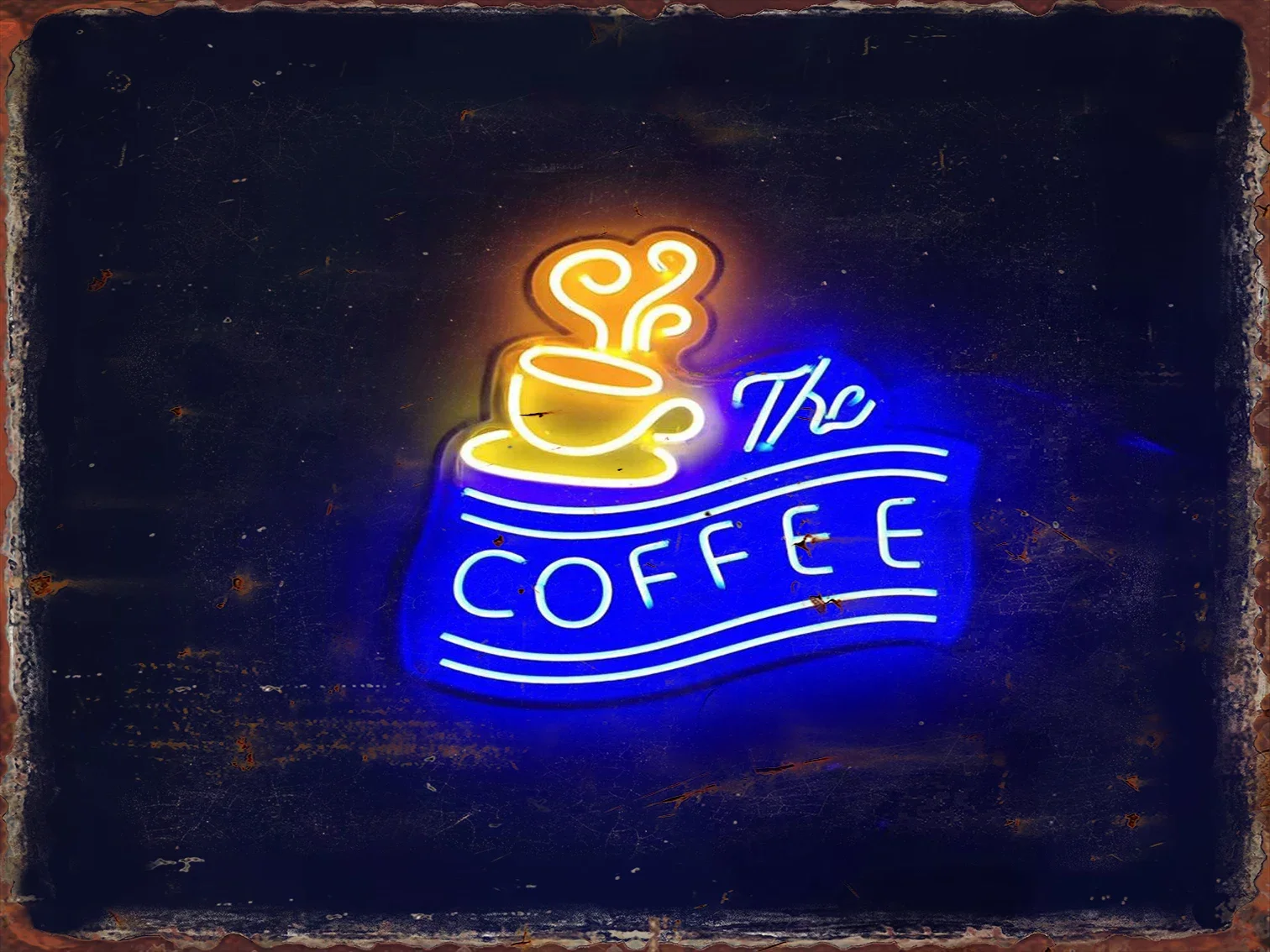 Coffee Neon Metal Tin Signs Vintage Posters Kitchen Living Room Wall Art Decoration Bedroom Office Cafe Plaques Home Accessories