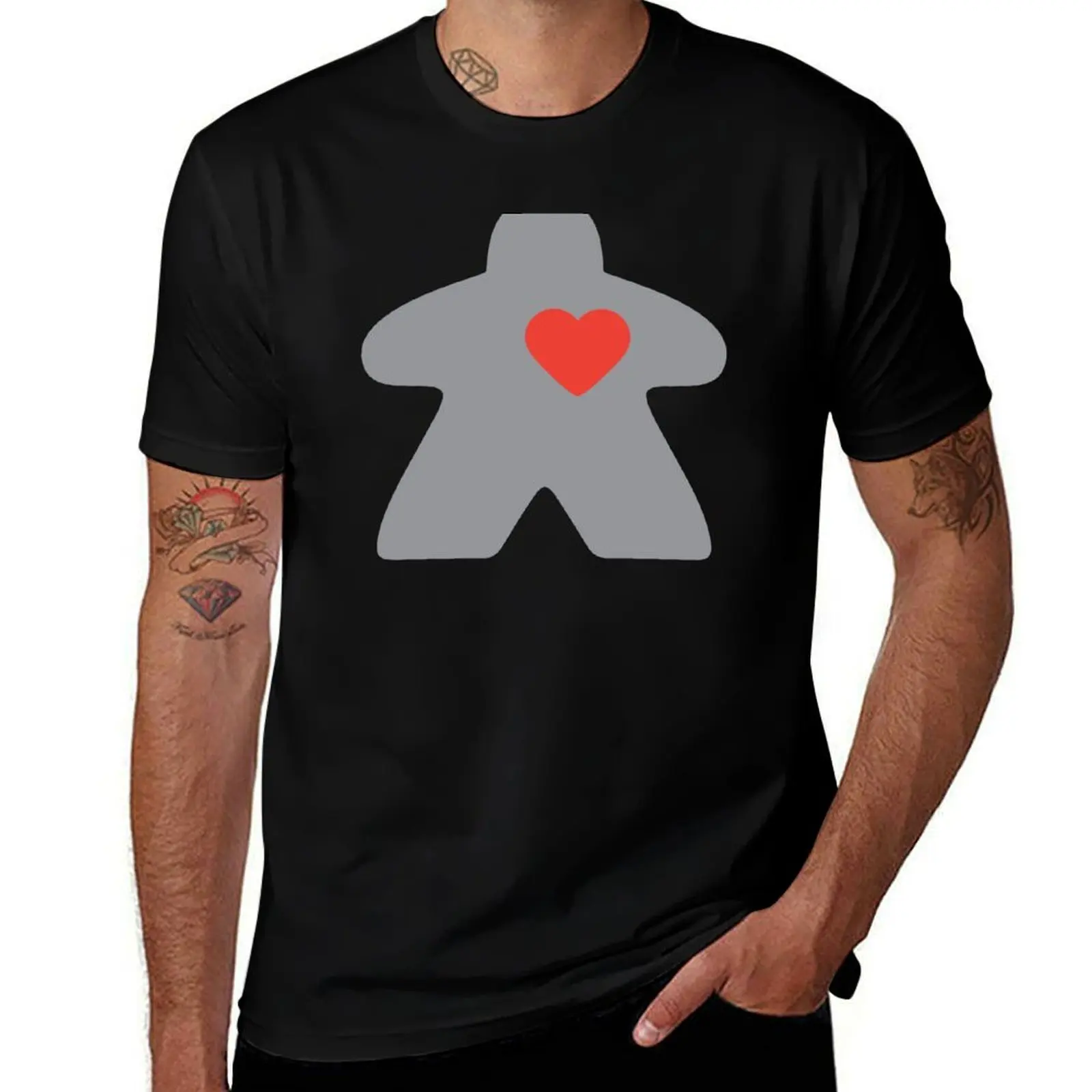 Meeple love - Grey T-Shirt Work Duty Casual T-Shirt