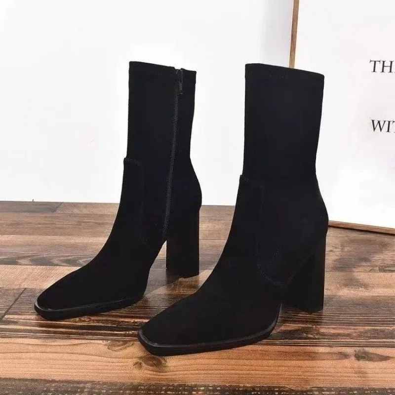 

Women Ankle Boots 2025 New Square Heel Platform Boots Women Sexy High Heels Shoes Winter Casual Fashion Boots Shoes for Women