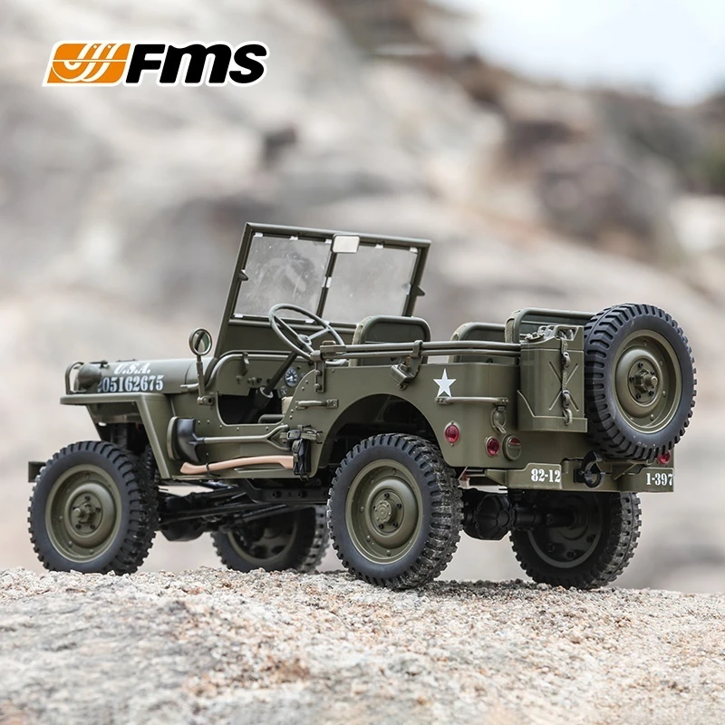 Fms1:6 1941 MB SCALER Willis Simulationsmodell RC Offroad 4x4 Antrieb Elektrisches Modell Spielzeug Klettern Auto Anhänger Eimer