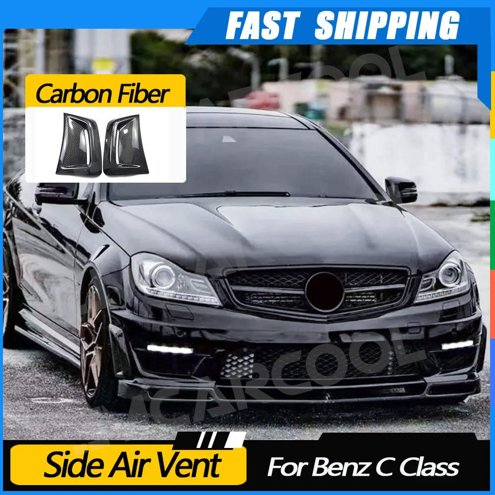 

Carbon Fiber Front Bumper Splitter Side Air Vent Outlet Cover Wind Knife Trim For Benz C Class W204 C63 For AMG 2012-2014