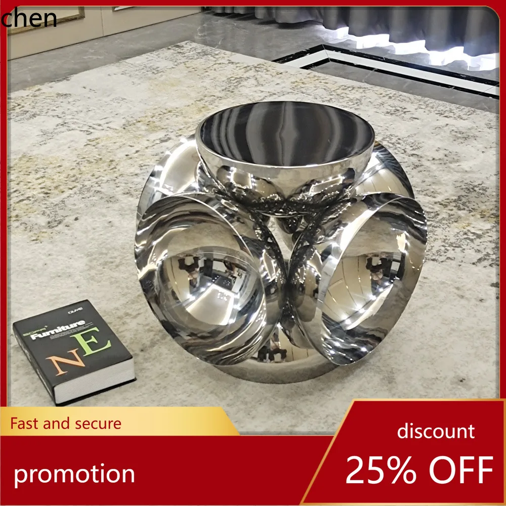 

CZ Creative Minimalist Small Side Table, Clothing Display Prop, Round Corner Table, Mirrored Corner Table