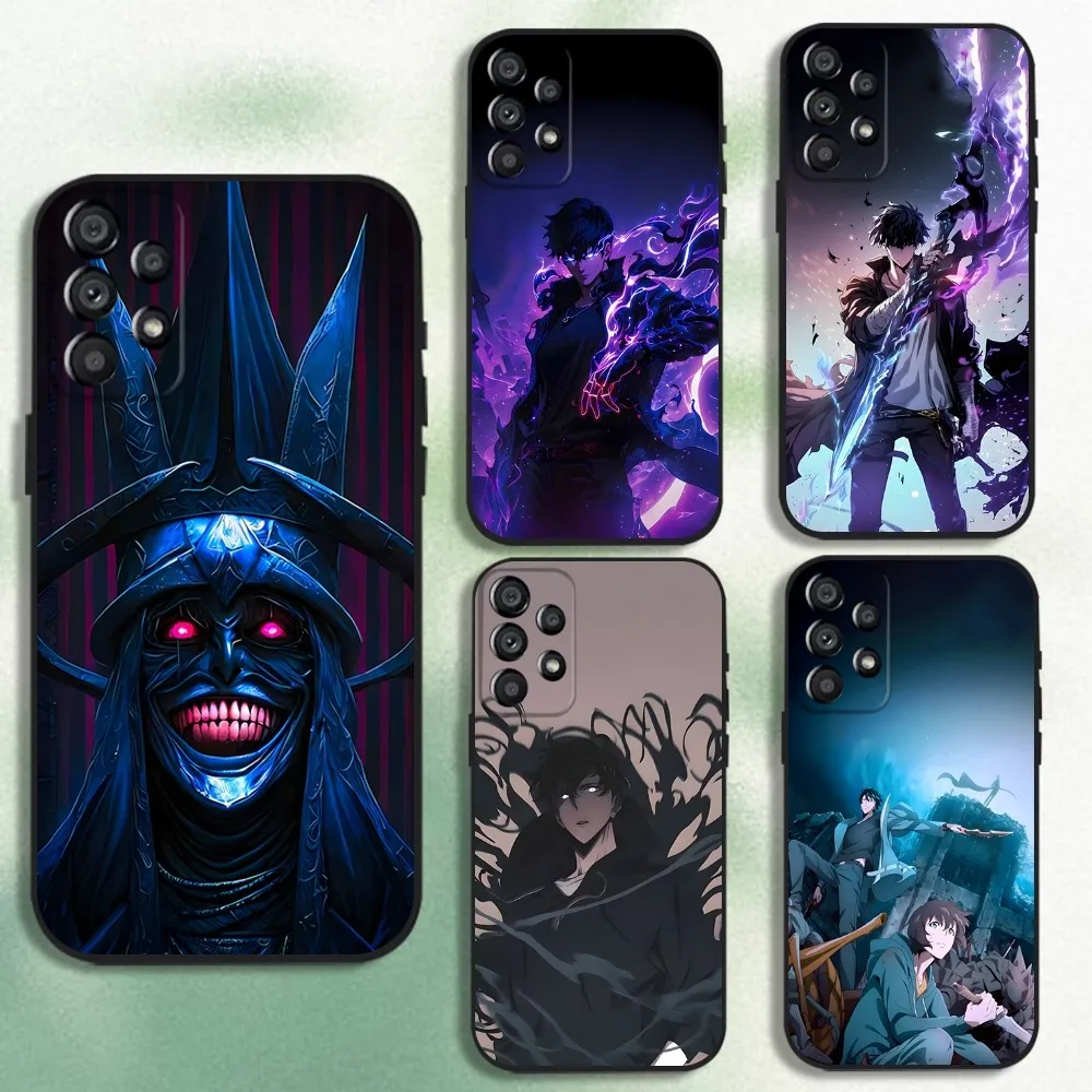 

Anime Solo L-Leveling Stickers Phone Case For Samsung Galaxy A20,A21s,A22,A31,A32,A52,A53,A72,73,A80 Soft Black Cover