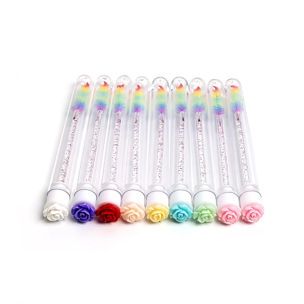 50 stücke wieder verwendbare Augenbrauen pinsel Röhren Wimpern pinsel Wimpern Mascara Zauberstäbe austauschbare staub dichte Rosen boden Make-up