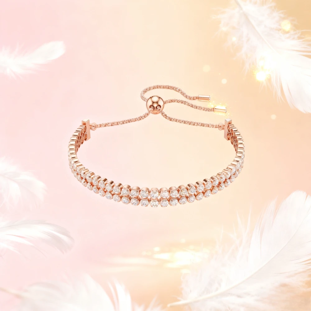 

2025 Trendy Jewelry New Double Row Diamond Adjustable Bracelet Fashionable and Versatile