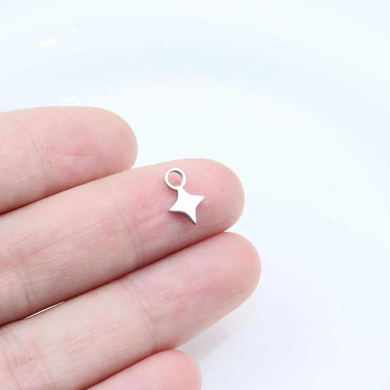 10pcs Stainless Steel Mirror Polish Jewelry Big Hole Mini Star Charms Pendant DIY Handcraft PVD Plated Waterproof Antiallergic