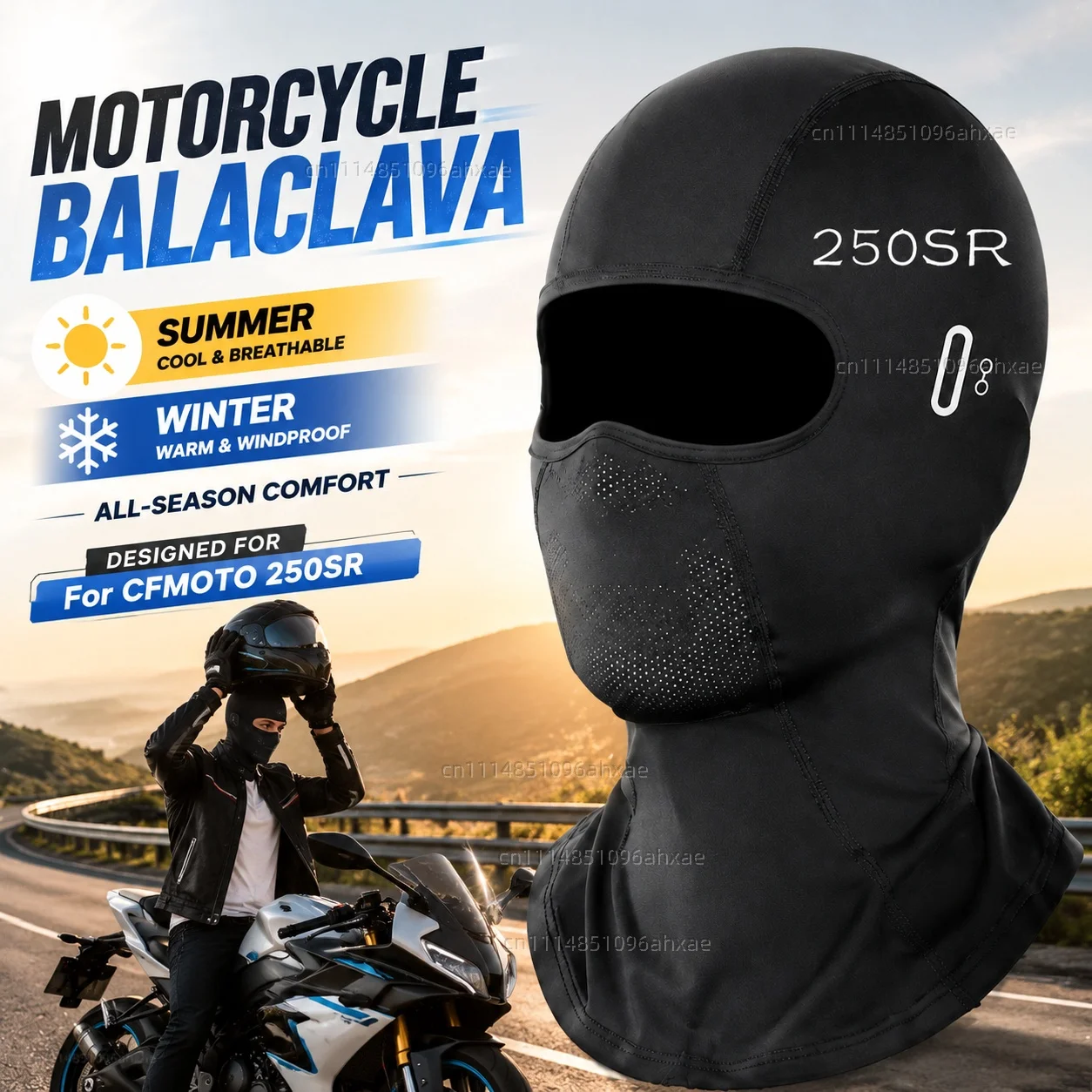 For CFMOTO 250SR Papio XO-1 Motorcycle Balaclava Summer Glasses Face Breathable Hole Winter Warm breathable waterproof cycling
