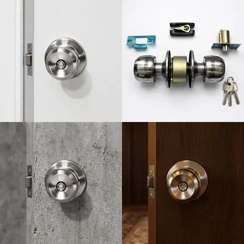 Lightweight Household Door Lock with Ball and Knob Design for Home Use Includes 3 Keys