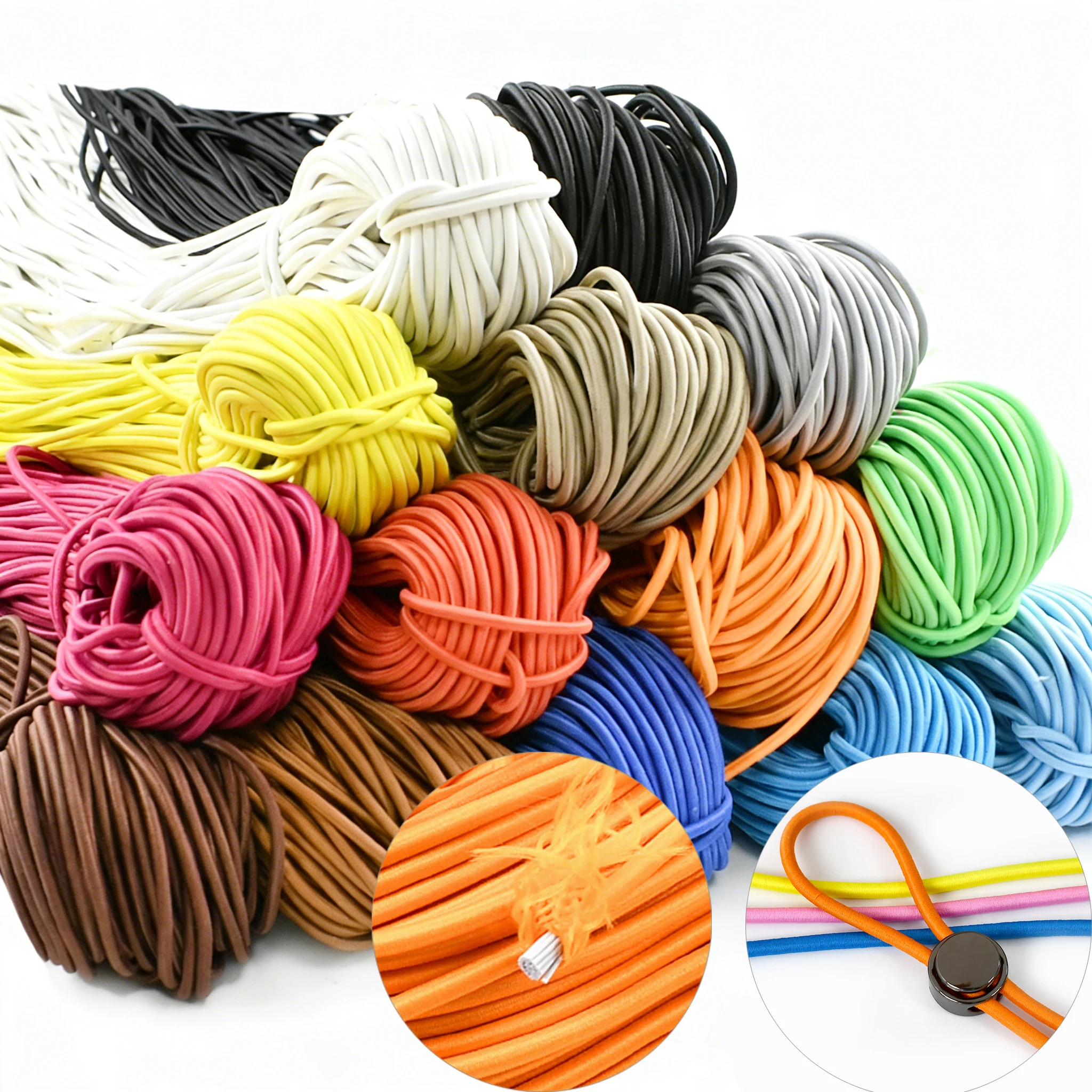 10/20/50M 3mm Elastic Rope Colorful Stretch Cord for Hairband Hoodie Drawstring Mask Spring Cords DIY Rubber Sewing Accessories