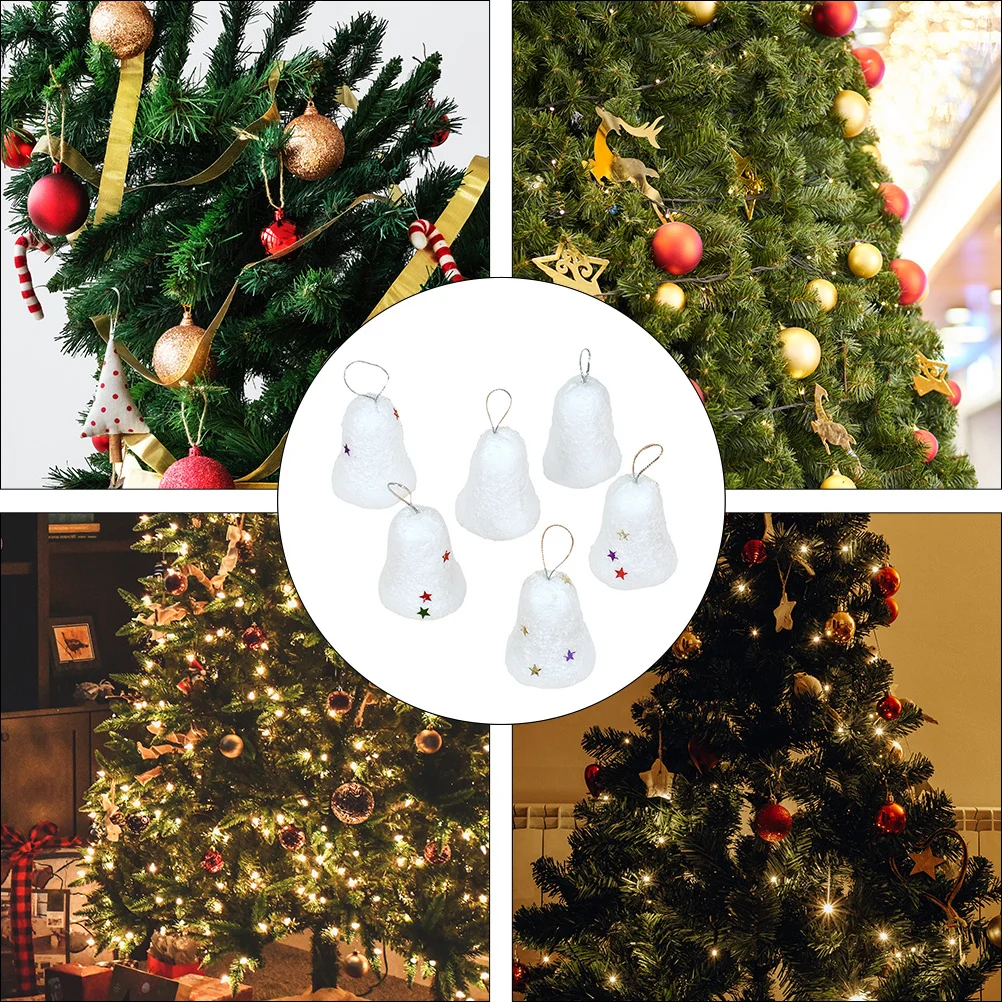 

60pcs Bell Pendants White Snow Design Christmas Tree Hanging Bells Decorative Ornaments Holiday Party Home Decor Christmas Tree