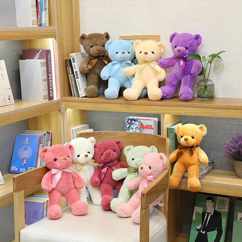 1PC new 30CM Bear Plush Toys Stuffed Bear doll Colorful Soft Bear Wedding Gifts Baby Toy Birthday Gift Child Kids