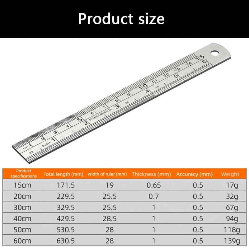 

Double Side Metric Royal Steel Straight Ruler with Etched Scale Essential Drafting Rule for Accuracy Drawing Y4QF