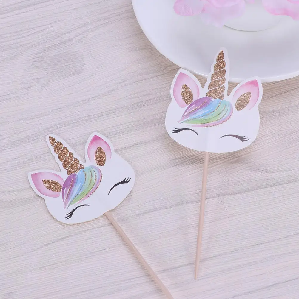 12 Pcs Cake Flags Topper Birthday Paper Cup Decoration Bamboo Cupcake Picks Baby