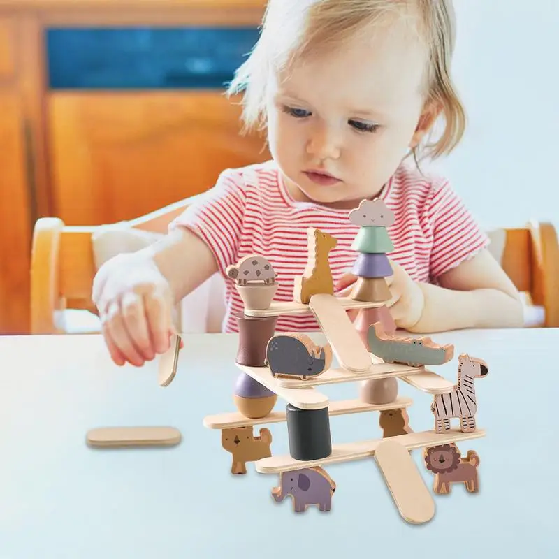 Holzstapel tiere pädagogisches Balancieren Holz tiere Stapler Puzzle klassisches Holzstapel spiel Spaß für die ganze Familie