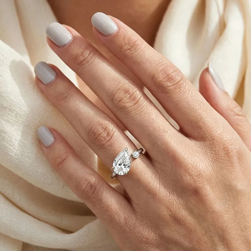 3 Karat Birnenschliff Laborgezüchteter Diamant-Verlobungsring aus Platin 950 DEF VS-VVS IGI-zertifiziert Solitär Brautschmuck für Damen – Detail 8