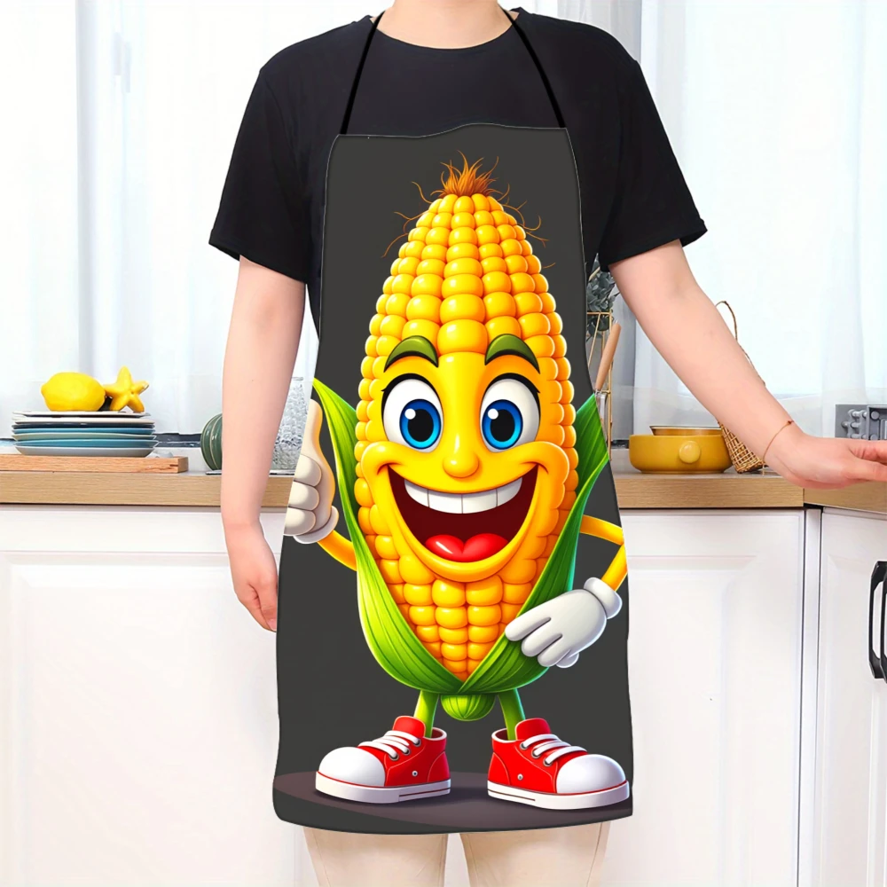 Corn Cartoon Character Apron Kitchen Cooking Wear Fun Food Theme Adult Apron For Cooking Baking Grilling Party Gift