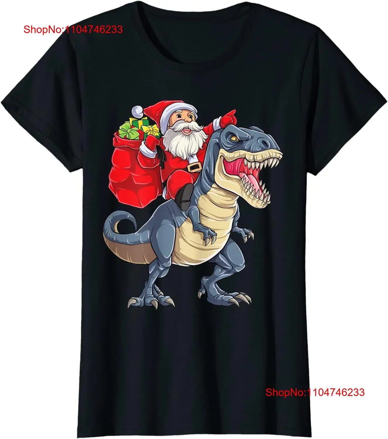 

Женская рубашка с круглым вырезом Dinosaur T Rex, рождественский Санта-Клаус, винтажный потертый слегка топ для повседневной носки
