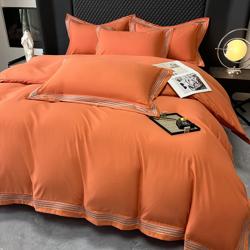 

Bed Linen Set Luxury Style Bedding Skin-friendly Bed Sheet Set Embroidery Duvet Cover Pillowcase with Bedsheet 이불세트