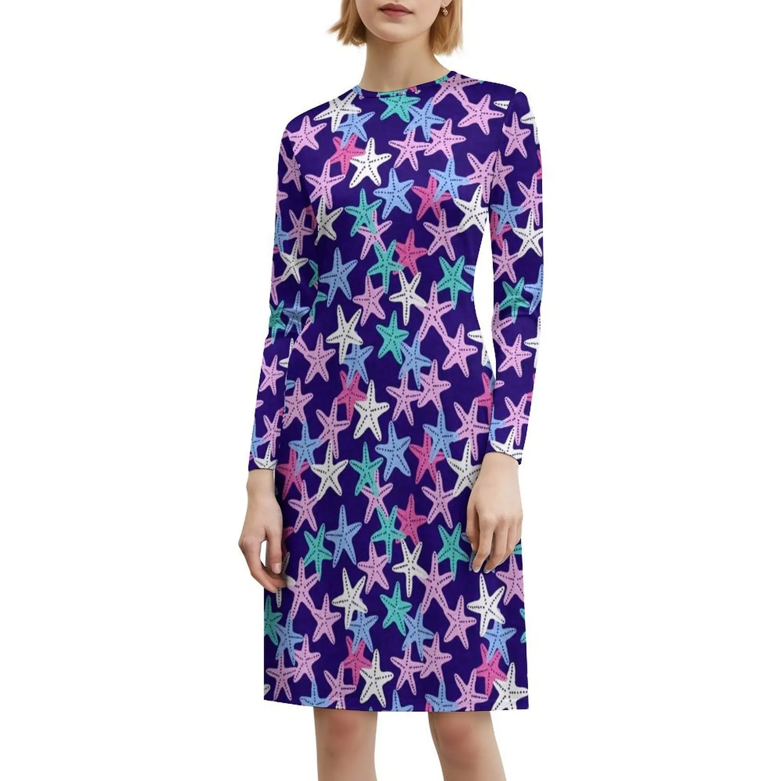 فستان على الطراز الكوري على شكل نجم البحر للنساء فستان كاجوال أنيق للحفلات أو الارتداء اليومي على شاطئ نجم البحر بيت الشاطئ الصيفي باللون الأزرق المخضر #6