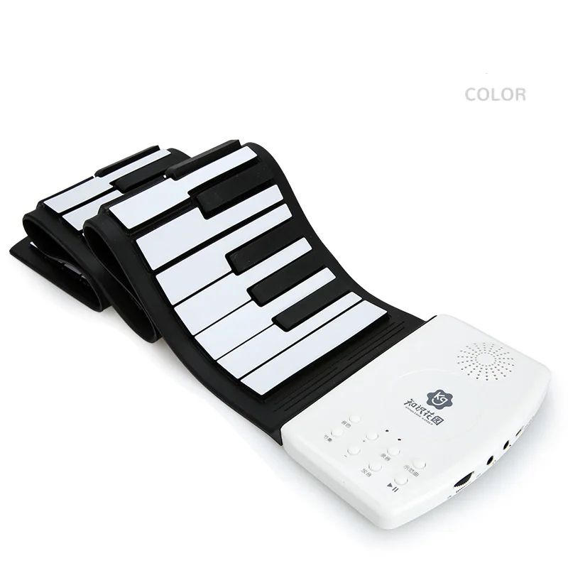 Piano enroulable en silicone 47 prédire, portable et pliable, clavier souple coloré, piano électronique, touche arc-en-ciel aste