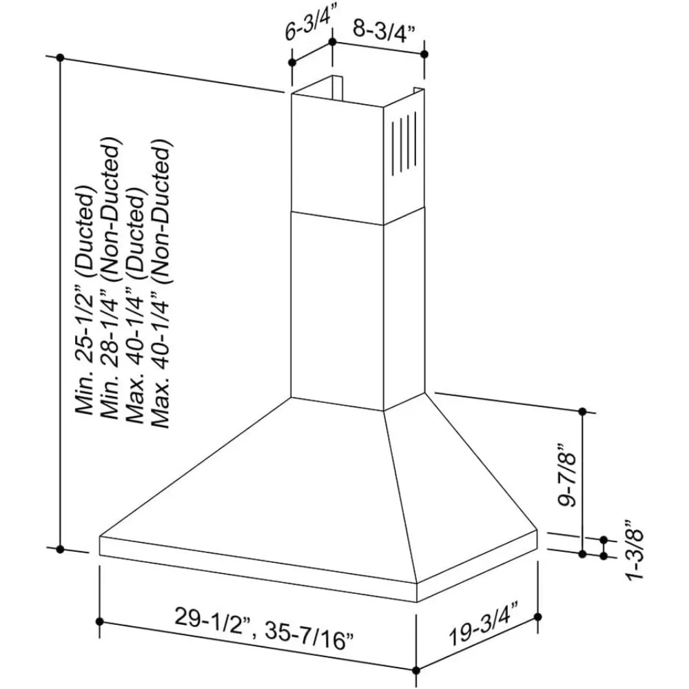 Stainless Steel LED 30-inch Wall-Mount Convertible Chimney-Style Range Hood with 3-Speed Exhaust Fan and Light