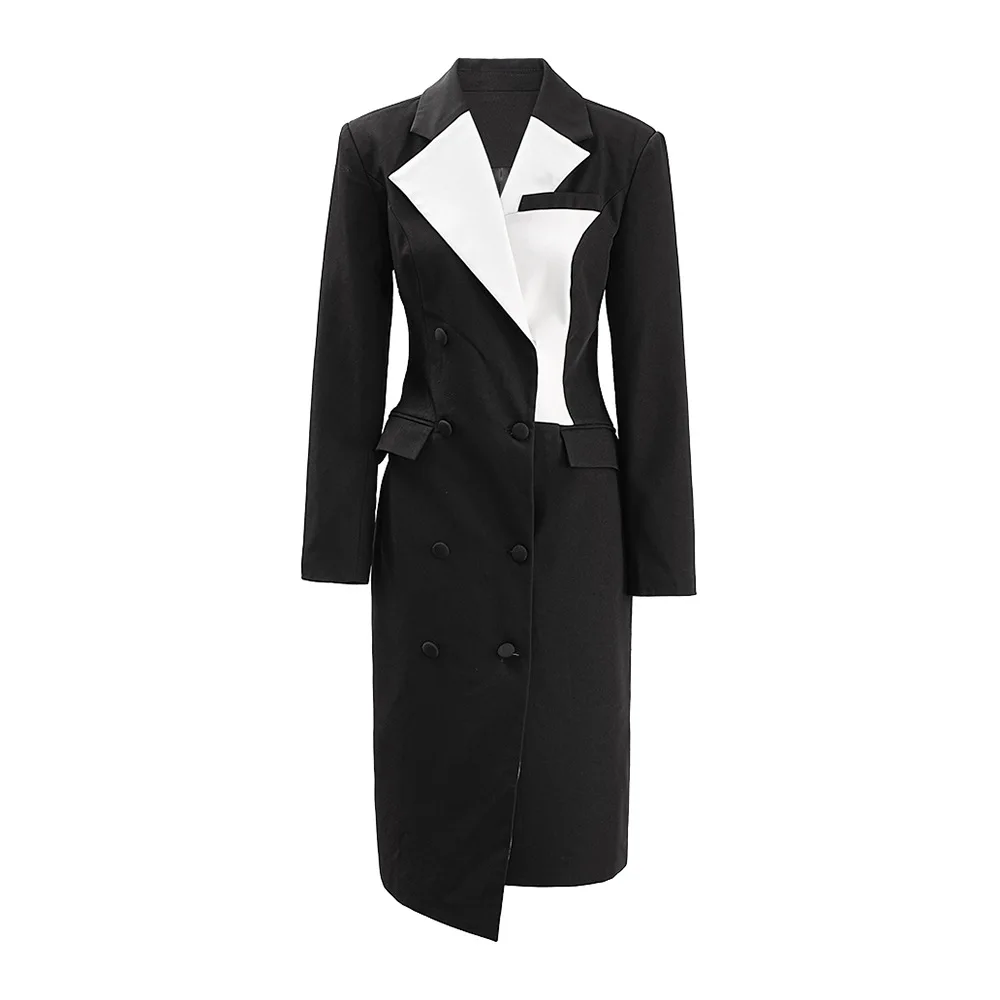 

Black Women Suits 1 Piece Long Blazer Female Formal Office Lady Business Work Wear Double Breasted Wedding Coat Maxi Prom Jacket