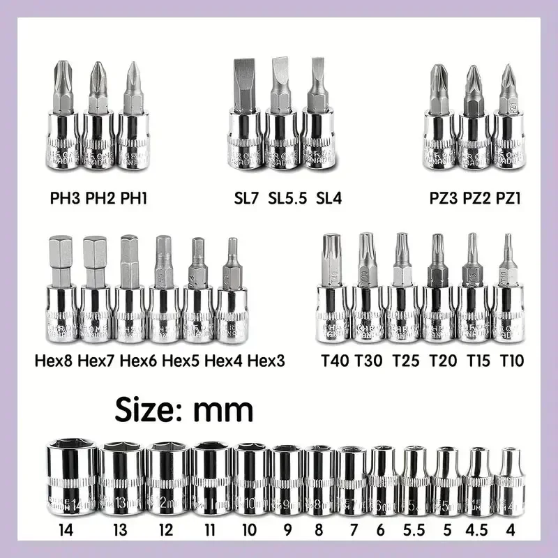 46pcs Set Socket Wrench Automotive Maintenance Tools Ratchet Wrench Combination Motorcycle Repair Kit