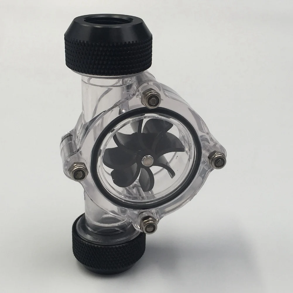 Available G1/4 Inch Flow Indicator,Clear Main Body,Black Blade,Matte Black Pc Computer Water Cooling System Flow Meter Indicator