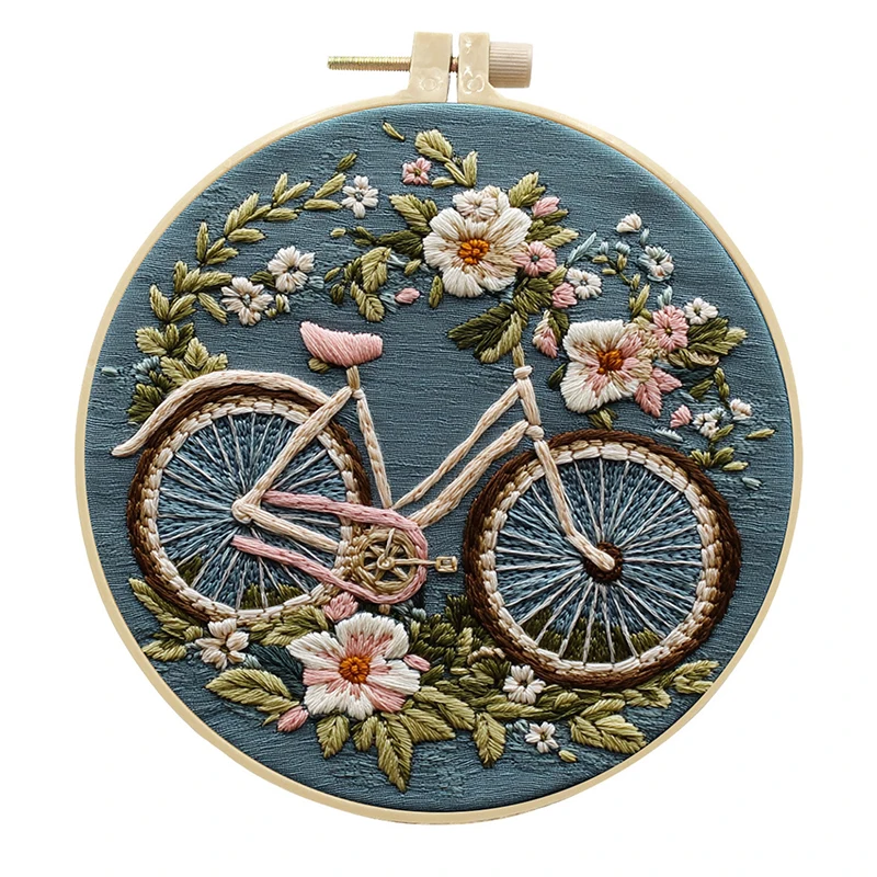 DIY Embroidery Kit Needlework Printed Pattern For Beginner Bike Pattern Cross Stitch Set Handmade Sewing Craft Home Decor