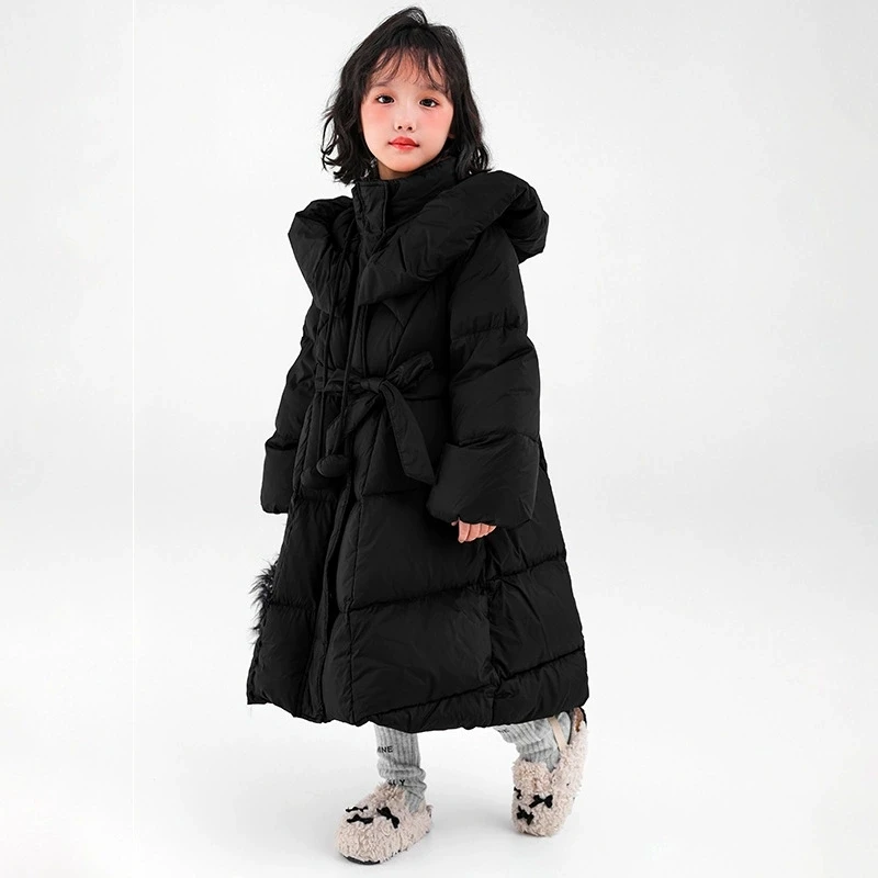 

Girls Cotton Coat Fluffy Long Children's Clothes Winter Thick Parka Coat for Girls Solid Color Casual Outdoor Snow Clothing RM77