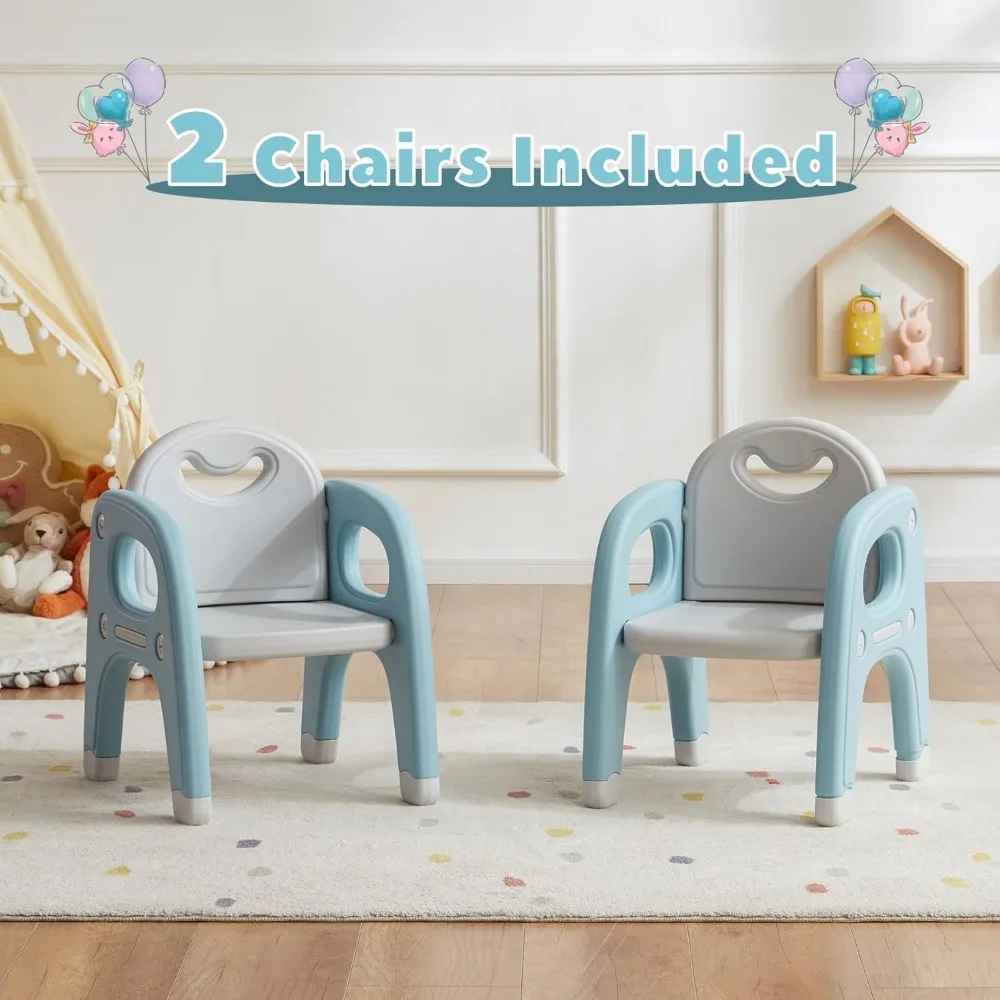 Ensemble table et 2 chaises pour enfants, grande table et chaises avec rangement intégré, table d'activités Montessori pour les tout-petits