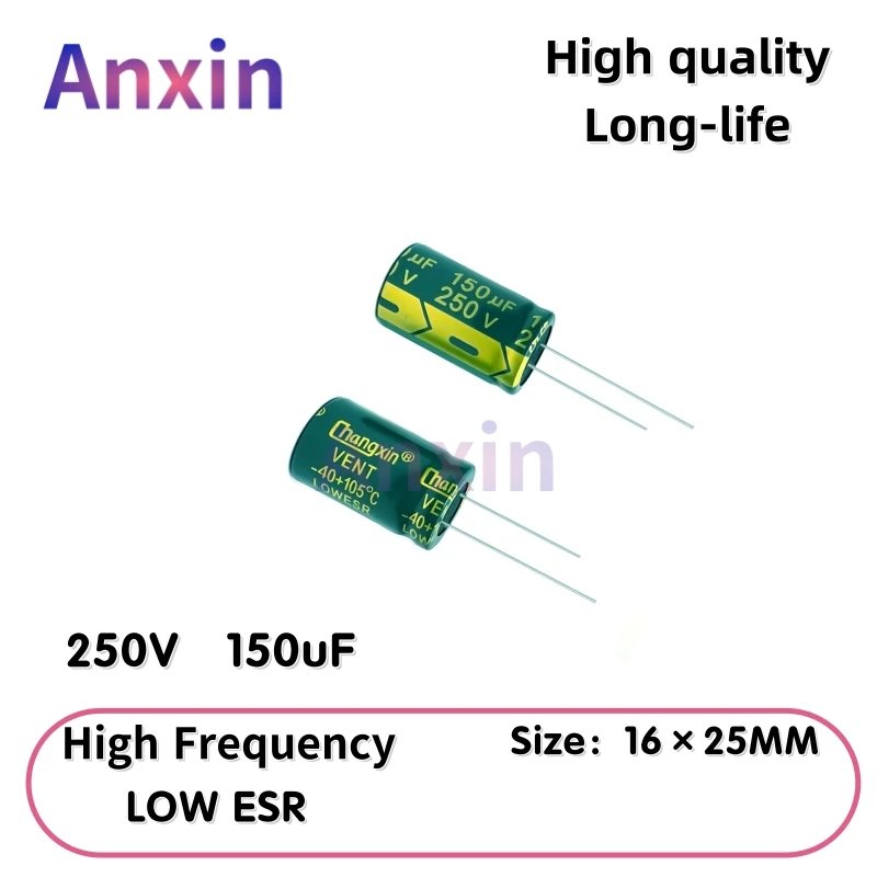 

5PCS 250V150uF Aluminum Capacitor, High Frequency Low ESR 105°C Radial for Power Supply Long-life 16×25MM