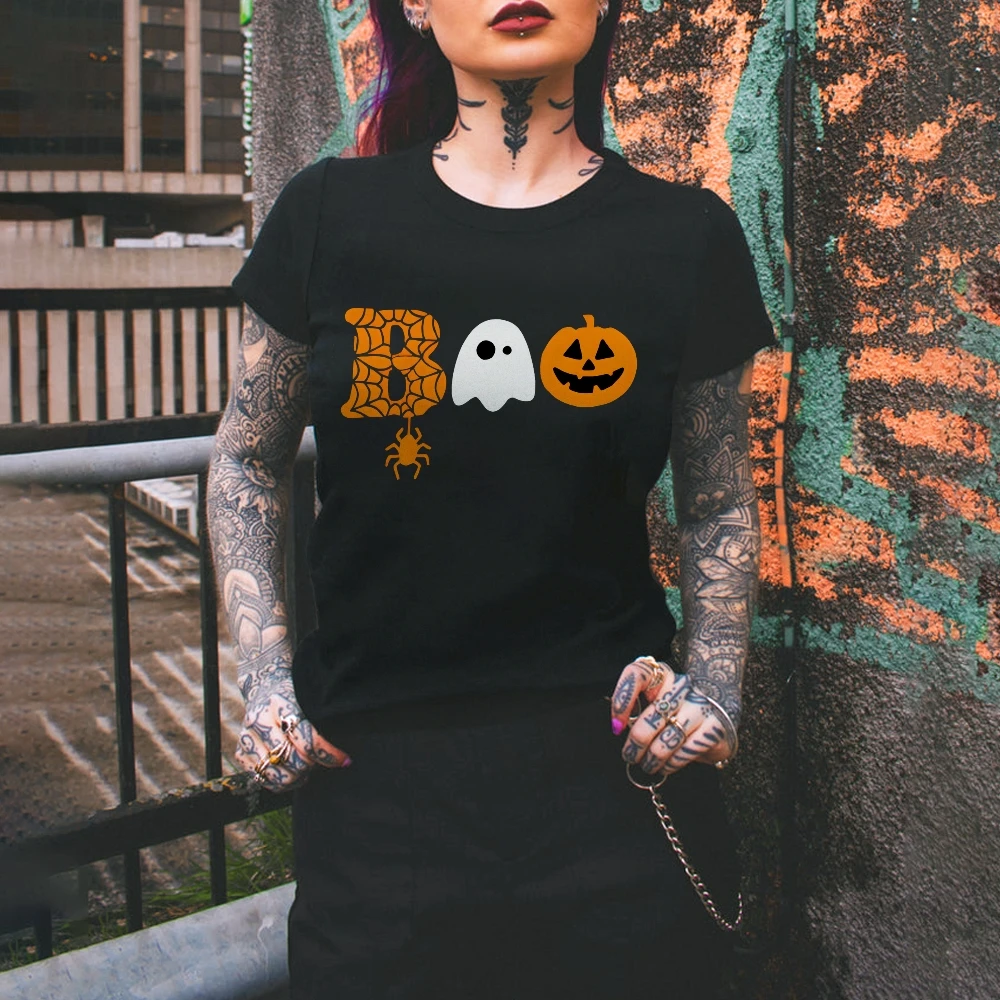 

Halloween Boo Shirt Graphic Y2k Tshirt Spider Halloween T Shirt Luxury Brand Women Funny Print Pumpkin Spooky Season Clothes