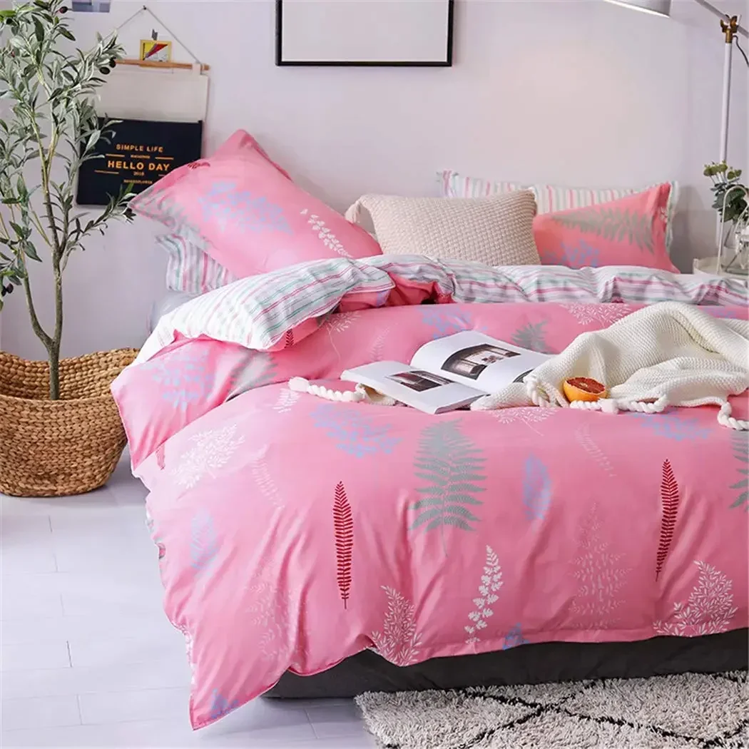 

Flower Print Cotton Duvet Cover Set Bedding Set Pink Housse De Couette Soft Floral Comforter Set for Children Teens Adults