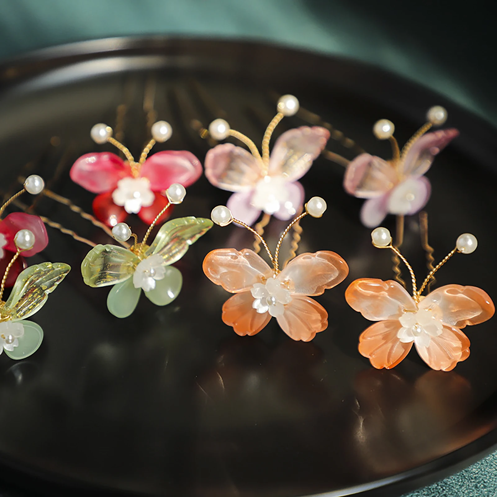 Butterfly U Shaped Wedding Bridal Hair Pins U Shape Barrette Hair Accessories for Thick Curly Hair Styling Decorative