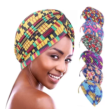 Nieuwe Vrouwen Print Bloem Knoop Kanker Ruche Chemo Hoed Beanie sjaal Tulband Hoofd Wrap Gebreide Muts Haaruitval Accessoires