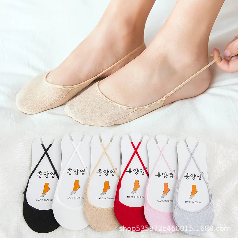 5 Pairs Fashion Spring And Summer Non-slip High Heels Invisible Shallow Forefoot Half Socks Women\'s Ship Socks Cotton Socks