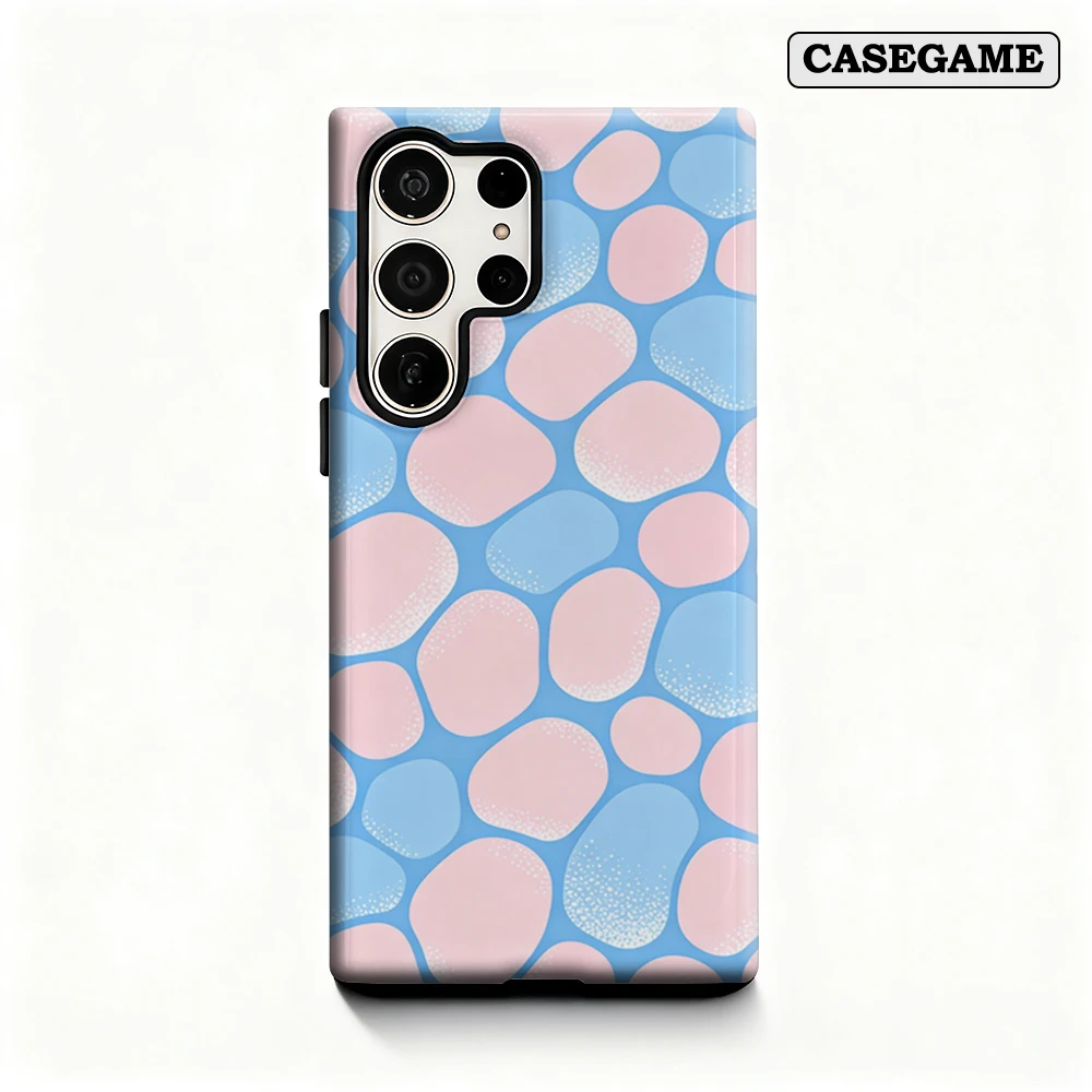 Casegame Phone Case for Samsung Galaxy S26 S25 Ultra S24 S23 Plus Shockproof Double Layer Tough Back Pastel Stone Pattern Cover
