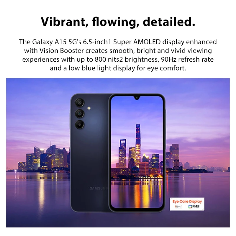 Samsung Galaxy A15 Global Version Smartphone Octa Core 6.5'' 90Hz AMOLED Screen 50MP Triple Camera 5000mAh Battery 4G NFC