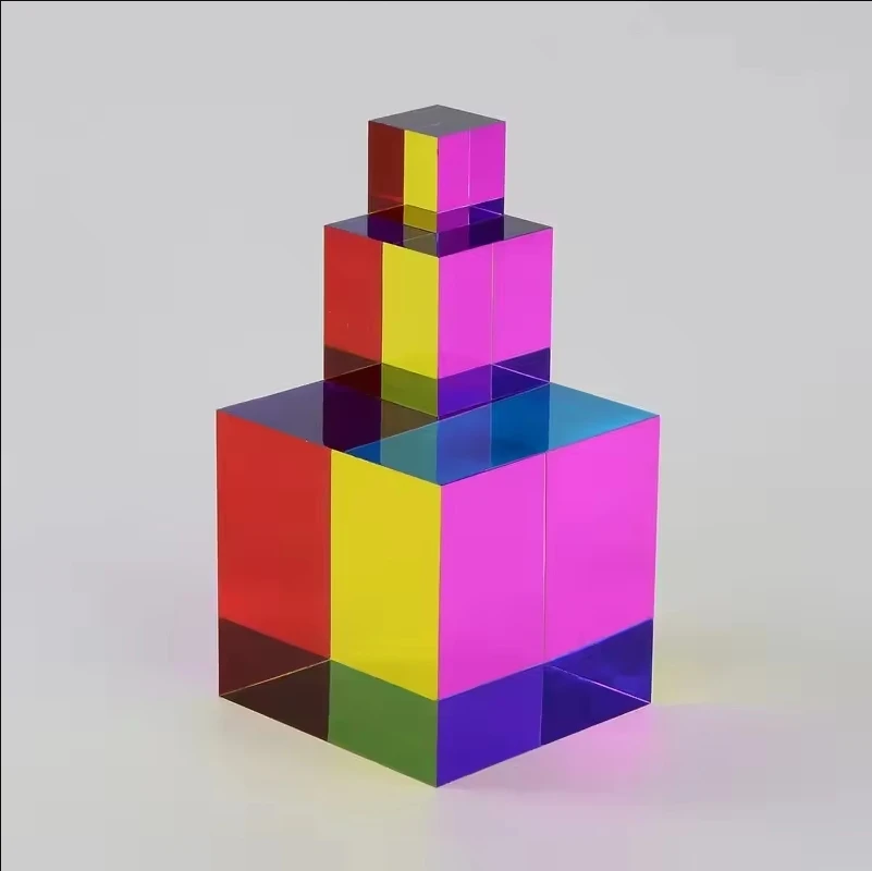 Color Cube Prism Three Primary Colors Popular Science Optical Color Experiment Toys Home Decoration Desktop Ornaments Gifts