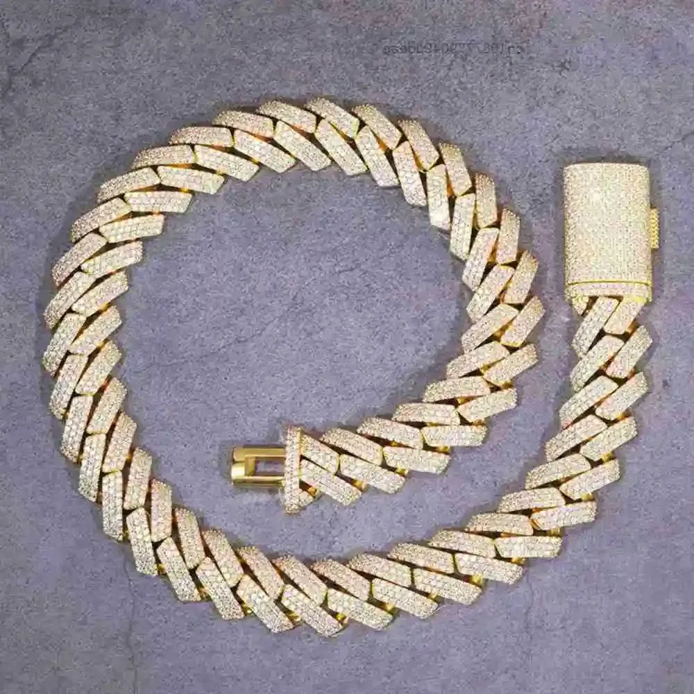 

Heavy Cuban Chain 3rows 15mm 20mm Width 925 Solid Silver Moissanite Cuban Link Chain Mans Hip Hop Necklace