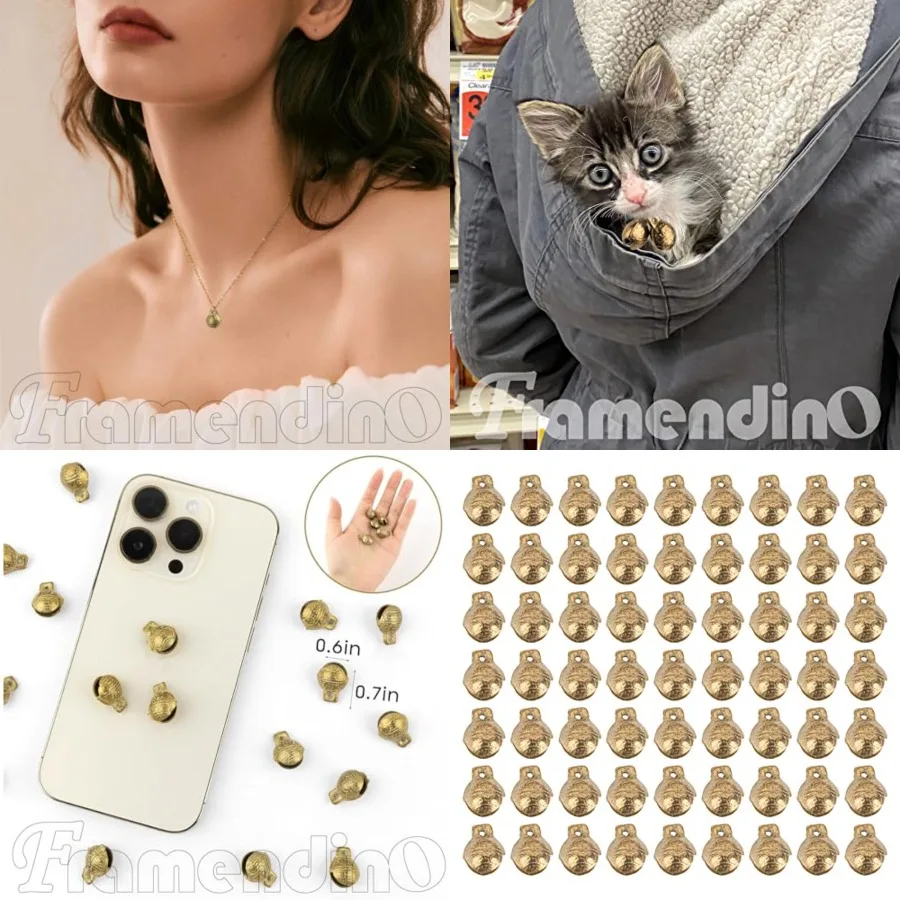 

60 Pack Vintage Tibetan Brass Bells Mini Craft Bell Charms Pendant for DIY Jewelry Making