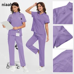 Niaahinn New Hospital Uniform Women Medical Scrub Suits Men Scrubs Set Beauty Work Clothes Nurse Accessories Dental Surgery Suit