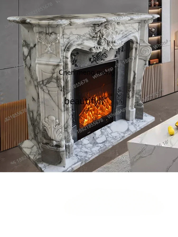 

ss7304 Marble Arabescato Stone Nordic French Carved Heating Fireplace Indoor Fireplace Ornaments